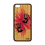 Coque apple iphone 5c en bois et silicone main swag noir rose 4g color� trace de
