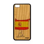 Coque pour apple iphone 5c bois veritable silicone drapeau espagne espagnol coupe du monde telephone ...