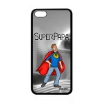 Coque pour apple iphone 5c silicone super papa humoristique etui p�re humour heros gris bumper noir texte ...