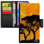 Coque arbres honor 8a en cuir a rabat noir telephone peinture zen afrique nature ecolo ecologie housse ...