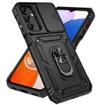 Coque armure militaire odeydo noir avec cache coulissant, support t�l�phone, compatible samsung a55 5g ...
