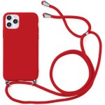 Coque bandouli�re r�glable pour iphone 11 pro max (6. 5'') rouge couleur unie souple anti - choc anti ...