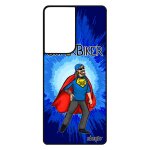 Coque super biker motard samsung s21 ultra silicone humoristique smartphone telephone bleu dessin drole ...