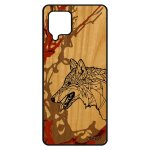 Coque bois a42 silicone loup animal foret azteque ethnique marron chien mechant smartphone cadeau fete ...