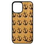 Coque en bois ancre iphone 12 pro max silicone symbole personnalis� original femme de bateau marini�re ...