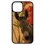 Coque bois ane iphone 13 mini silicone bourrique mobile portable animal tetu nature animaux fleurs anesse ...