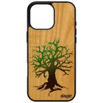 Coque bois pour apple iphone 16 pro max silicone peinture arbre telephone de vie ecologie motif dessin ...