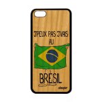 Coque bois pour apple iphone 5c silicone j'peux pas j'vais au bresil football basket 4g case antichoc ...