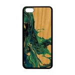 Coque bois pour apple iphone 5c silicone peinture noir etui souple bleu motif telephone matiere acrylique ...