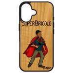 Coque en bois super bricolo pour apple iphone 16 silicone noir drole bande dessine antichoc papy pre ...