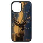 Coque bois cerf iphone 12 pro max silicone etui orage dessin faon bleu animaux mobile de protection foret ...