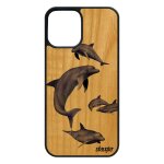 Coque bois dauphin 12 pro / iphone 12 silicone mobile animal de protection animaux fonds marins nature ...