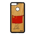Coque en bois drapeau chine chinois antichoc honor 7a et silicone foot motif football tpu jo housse personnali ...