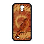 Coque en bois galaxy s4 silicone oiseau design petit etui moineau orange animal animaux texture housse ...