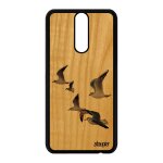 Coque en bois huawei mate 10 lite silicone oiseaux mouettes mobile animal originale motif mer marron ...