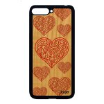 Coque en bois huawei y6 2018 silicone coeur femme telephone mobile de luxe rouge
