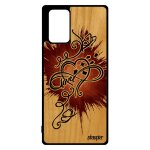 Coque en bois infini love note 20 et silicone noir peinture 4g dessin original papillon fr�ne portable ...