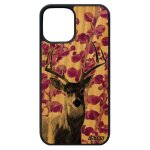 Coque bois iphone 12 pro max silicone cerf antichoc rose plante brame biche portable animal motif design ...