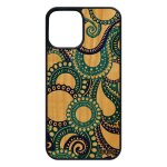 Coque en bois iphone 12 / 12 pro silicone motif cachemire color� antichoc indien portable design fantaisie ...