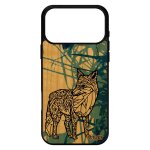 Coque bois pour iphone 17 pro max silicone renard azteque ethnique graphique case bleu tribal animal ...
