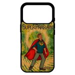 Coque bois pour iphone 17 pro silicone super parrain heros humour drole comics vert cadeau de noel texte ...