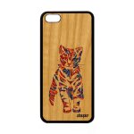 Coque en bois iphone 5c silicone chat femme mignon bleu petit animaux noir apple iphone 5c