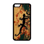 Coque en bois iphone 6 6s et silicone salamandre vert dessin symbole