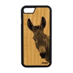 Coque bois iphone 8 silicone ane etui design animaux animal tetu personnalis bourrique mulet gris noir ...