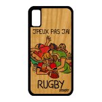 Coque en bois pour iphone x silicone j'peux pas j'ai rugby smartphone case