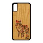 Coque en bois iphone x silicone renard noir portable solide personnalis