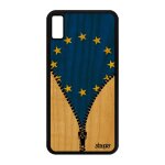 Coque bois iphone xs max silicone drapeau europe europeen ue telephone