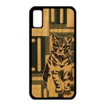 Coque bois iphone xs silicone chat gris portable mignon chaton petit tigr iphone xs