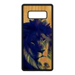Coque bois lion galaxy note 8 silicone lionne housse peinture fauve animal motif felin noir roi animaux ...