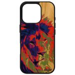 Coque bois lion pour iphone 16 pro silicone animaux lionne roi antichoc animal design savane pochoir ...