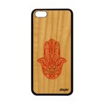 Coque bois main de fatma iphone 5c silicone bumper orange symbole noir �il apple iphone 5c