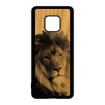 Coque en bois mate 20 pro silicone lion lionne felin housse portable mobile nature peinture design animal ...