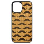 Coque bois moustache pour iphone 12 pro max silicone dessin smartphone design etui chapeau melon pipe ...