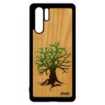 Coque bois naturel huawei p30 pro silicone peinture arbre personnalis� pas cher portable telephone ecologie ...