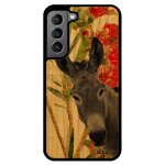 Coque en bois naturel s22 silicone ane tetu sm - s901u case anesse vert animaux fleurs pas cher bourrique ...