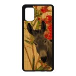 Coque en bois naturel samsung a51 et silicone ane fleurs 4g tetu vert de protection mule animal antichoc ...
