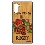 Coque en bois pour note 10 silicone j'peux pas j'ai rugby humour sport comique etui bd smartphone drole ...