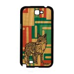 Coque en bois pour note 2 silicone renard dessin 4g etui animaux samsung galaxy note 2