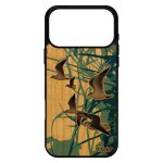 Coque bois oiseaux mouettes pour iphone 17 pro max silicone marin bleu mobile nature animal animaux feuilles ...