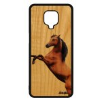 Coque en bois pour redmi note 9 pro et silicone cheval poulain personnalis� equitation marron telephone ...