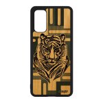 Coque bois pour s20 silicone tigre gris animal dessin tpu bengal smartphone garcon geometrique telephone ...