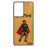 Coque en bois pour s21 ultra silicone super mamie design drole bande dessin�e grand mere naissance garcon ...