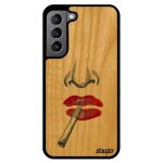 Coque bois s22 + plus silicone femme fatale smack noir art bouche rouge femme etui pas cher abstrait ...