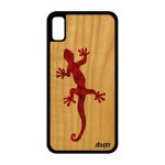 Coque en bois salamandre pour iphone xr silicone housse telephone design a