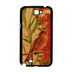 Coque bois pour samsung galaxy note 2 silicone oiseau fleurs vert animal de protection design telephone ...