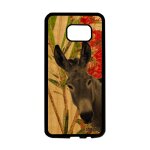 Coque bois samsung galaxy s7 edge silicone ane animal vert animaux de protection nature fleurs bourrique ...